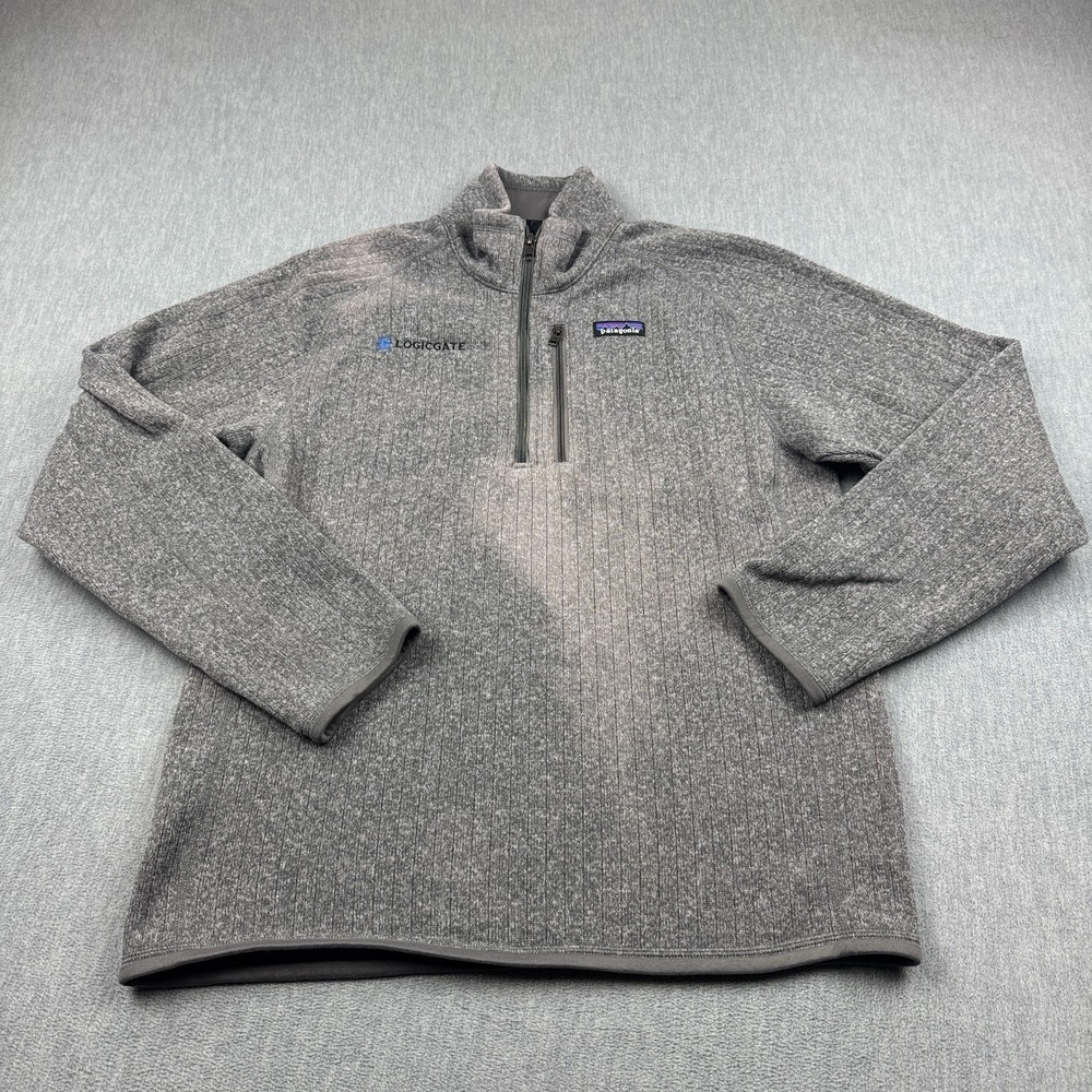 Patagonia Better Sweater Jacket Mens Medium Gray Rib Knit 1/4-Zip Logo 25300